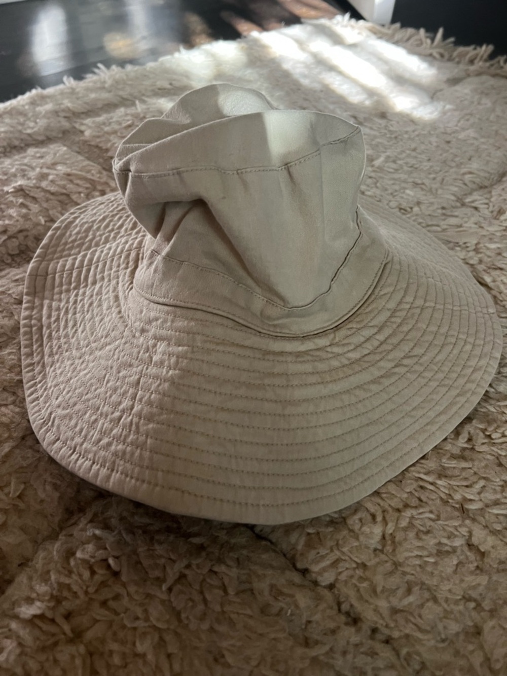 Packable Beige Wide-Brim Sun Hat for Women